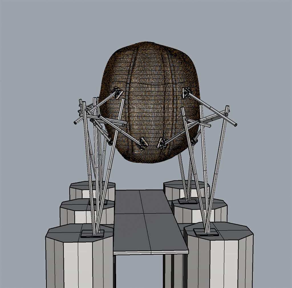 Bienenstock auf Dalben, 3D-Rendering © AnneMarie Maes